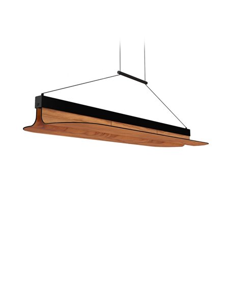 Lámpara colgante Omma horizontal – LZF – Pantalla de madera, LED 3000K regulable, Largo: 123 cm