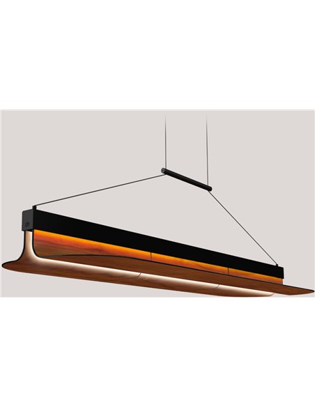 Lámpara colgante Omma horizontal – LZF – Pantalla de madera, LED 3000K regulable, Largo: 123 cm