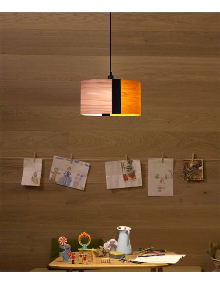 Lámpara colgante Sushi – LZF – Pantalla de madera en varios acabados, 36 cm