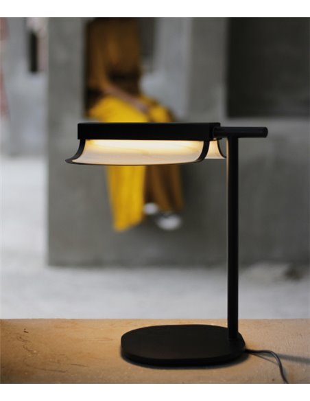 Lámpara de mesa Omma – LZF – Pantalla de madera 1 hoja/2 hojas, LED 3000K regulable, Altura: 37 cm