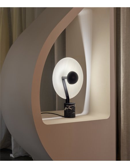 Lámpara de mesa Kasa - LZF - Lámpara moderna de madera cerezo + base mármol