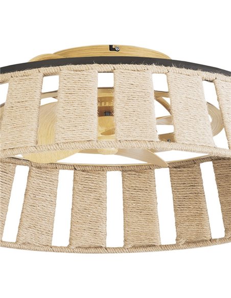Ventilador de techo con luz Mim – FORLIGHT – Ventilador DC de cuerda natural, 6 velocidades, Apto para exterior, Color de luz re