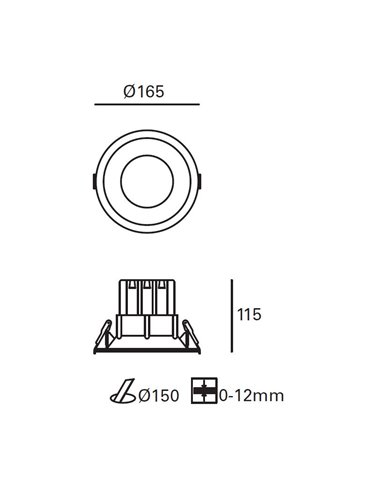 Lámpara De Techo Empotrable LED SMD-68-230V, 3.000K, 8,5cm, Negra