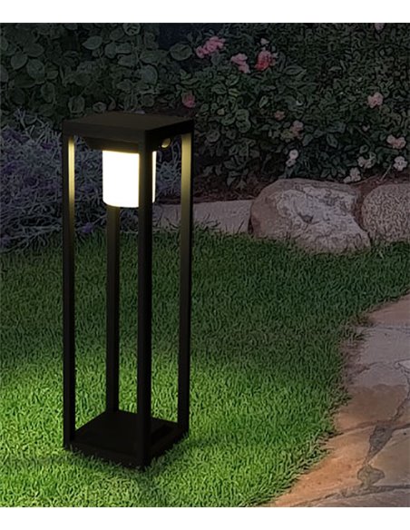 Baliza solar de exterior Bow – FORLIGHT –  Lámpara con sensor de movimiento antracita, LED 3000K, Altura: 50 cm