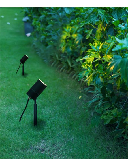 Proyector de exterior para suelo Pixa - FORLIGHT - Lámpara de acero inoxidable negra, GU10, Altura: 40,5 cm