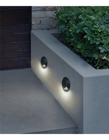 Lámpara empotrable de pared de exterior Sort – FORLIGHT – Apta para ambientes salinos, Aluminio negro, LED 3000K 3,3W IP65