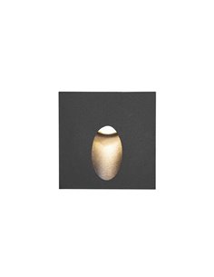 Lámpara de pared de exterior Icon – FORLIGHT – Empotrable de aluminio negro cuadrado, LED 3000K 228 lm, Medidas: 8 cm 2