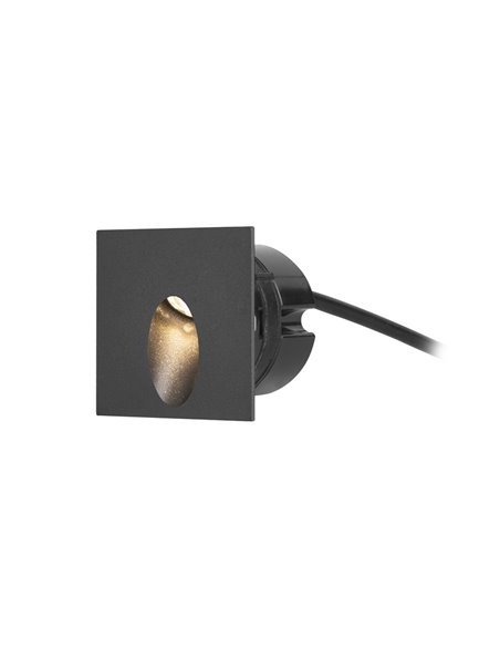 Lámpara de pared de exterior Icon – FORLIGHT – Empotrable de aluminio negro cuadrado, LED 3000K 228 lm, Medidas: 8 cm