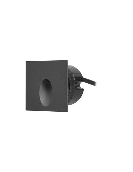 Lámpara de pared de exterior Icon – FORLIGHT – Empotrable de aluminio negro cuadrado, LED 3000K 228 lm, Medidas: 8 cm
