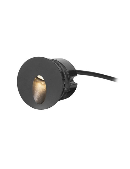 Lámpara de pared de exterior Icon – FORLIGHT – Empotrable de aluminio negro redondo, LED 3000K 228 lm, Diámetro: 8 cm
