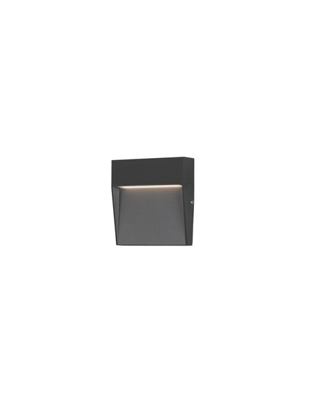 Aplique de pared de exterior Nod – FORLIGHT – Lámpara moderna cuadrada de aluminio, LED 3000K 210 lm, Medidas: 10,5 cm