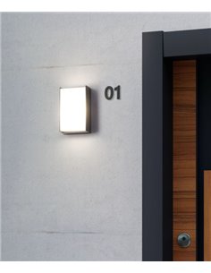 Aplique de pared de exterior Block – FORLIGHT – Lámpara de aluminio acabado antracita, 4000K 9,7W LED IP65