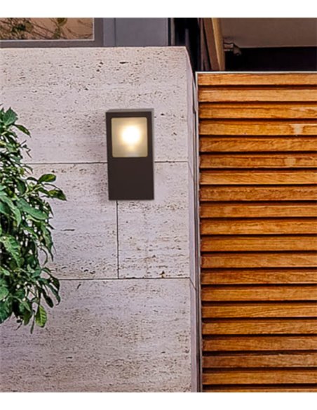 Aplique de pared de exterior Nika – FORLIGHT – Lámpara de acero negra, IP44 E27, Altura: 25 cm