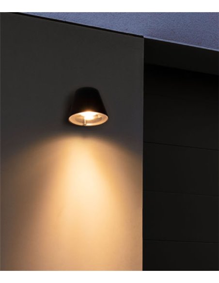 Aplique de pared de exterior Cone – FORLIGHT – Lámpara orientable negra, GU10 IP54, Apto para ambientes salinos