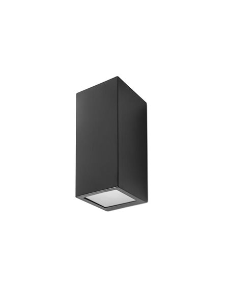 Aplique de pared de exterior Cube – FORLIGHT – Lámpara de acero moderna en gris o negro, Altura: 22 cm, GU10 IP44