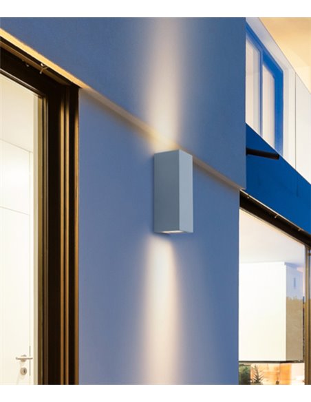 Aplique de pared de exterior Cube – FORLIGHT – Lámpara de acero moderna en gris o negro, Altura: 22 cm, GU10 IP44