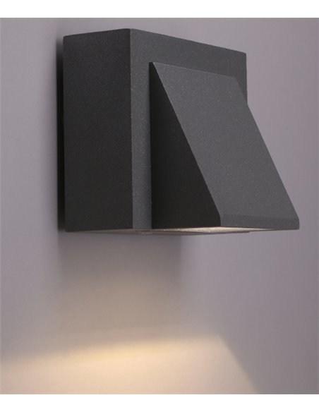 Aplique de pared de exterior Loyd – FORLIGHT – Lámpara de aluminio en gris o negro, LED 3000K