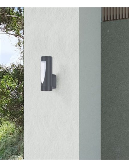 Aplique de pared de exterior Brit – FORLIGHT – Lámpara de aluminio antracita, LED 3000K 855 lm, Apto ambientes salinos, Altura: 