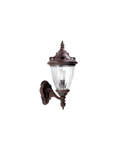 Aplique de pared de exterior Adur – FORLIGHT – Lámpara clásico en marrón óxido, Aluminio+cristal, E27 IP23