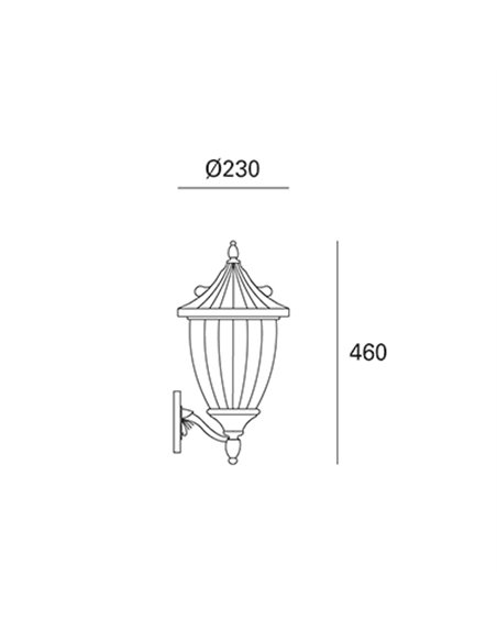 Aplique de pared de exterior Adur – FORLIGHT – Lámpara clásico en marrón óxido, Aluminio+cristal, E27 IP23