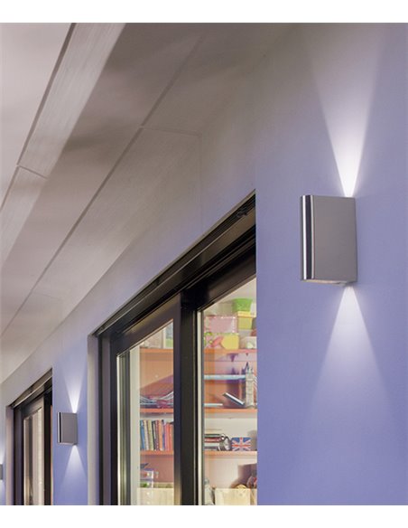 Aplique de pared de exterior Elix – FORLIGHT – Lámpara minimalista de acero inoxidable, LED 3000K 600 lm IP44, Altura: 16 cm