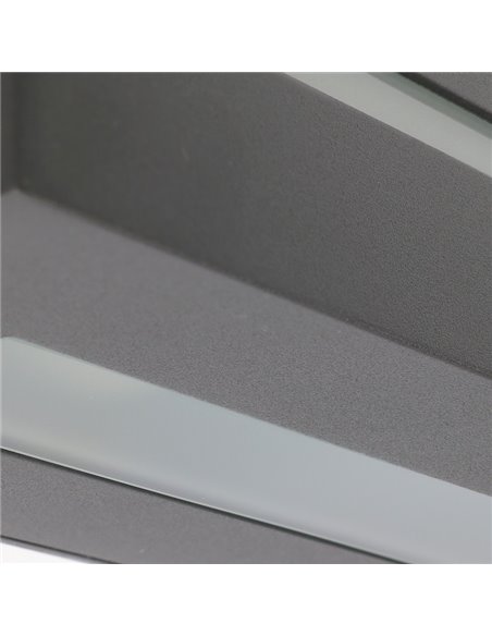 Aplique de pared de exterior Alfil – FORLIGHT – Lámpara de aluminio antracita, E27 IP44, Largo: 28 cm