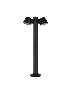 Lámpara baliza de exterior Cone – FORLIGHT – Lámpara negra con 1 o 2 focos, GU10 IP54, Altura: 80 cm