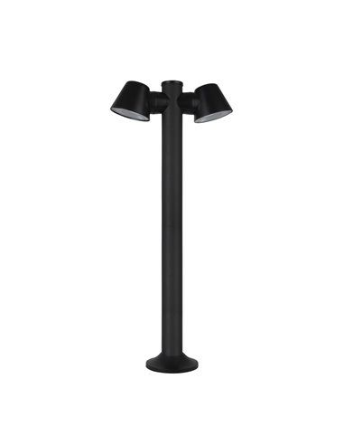 Lámpara baliza de exterior Cone – FORLIGHT – Lámpara negra con 1 o 2 focos, GU10 IP54, Altura: 80 cm