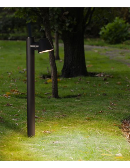 Lámpara baliza de exterior Cone – FORLIGHT – Lámpara negra con 1 o 2 focos, GU10 IP54, Altura: 80 cm