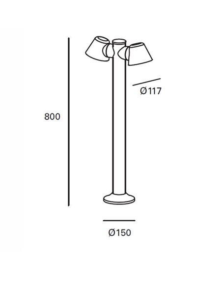 Lámpara baliza de exterior Cone – FORLIGHT – Lámpara negra con 1 o 2 focos, GU10 IP54, Altura: 80 cm
