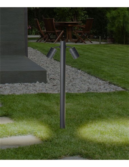 Baliza de exterior Pixa – FORLIGHT – Lámpara de acero inoxidable negra, GU10 IP44, Altura: 81 cm