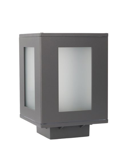 Baliza de exterior Alfil – FORLIGHT – Moderna lámpara de aluminio antracita, E27 IP44, Altura: 22 cm