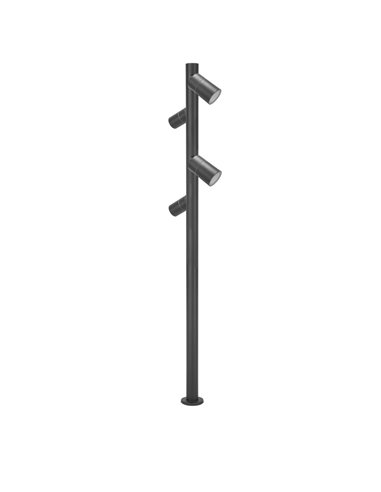 Farola de exterior Pixa – FORLIGHT – Lámpara de acero inoxidable negra, GU10 IP44, Altura: 200 cm