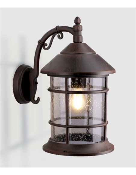 Aplique de pared Siros – FORLIGHT – Lámpara vintage en acabado marrón óxido, E27