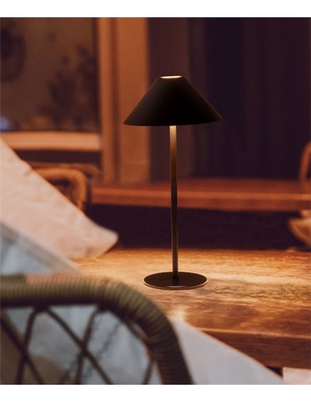 Lámpara portátil de exterior Sirina – FORLIGHT – Lámpara táctil con UBS negra, 3 intensidades lumínicas, LED regulable