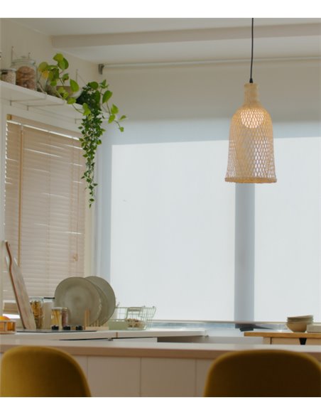 Lámpara de techo colgante Riba – FORLIGHT – Lámpara de madera, Altura regulable, Diámetro: 21 cm