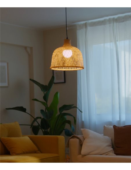 Lámpara colgante Riba – FORLIGHT – Lámpara de madera, Altura regulable, Diámetro: 35 cm