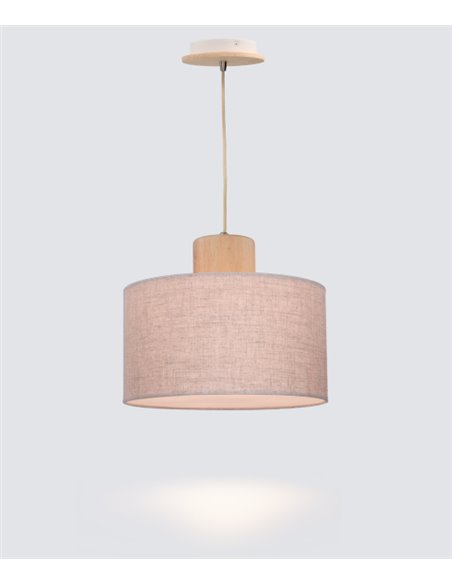 Lámpara de techo colgante Lampa – FORLIGHT – Disponible en 2 tamaños, Madera natural+tela