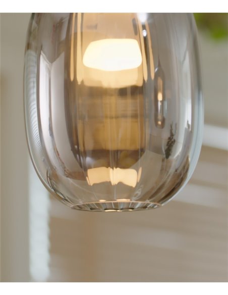 Lámpara colgante Kea – FORLIGHT – Lámpara de cristal negro, Regulable en altura, Diámetro: 20 cm