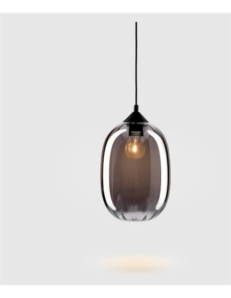 Lámpara colgante Kea – FORLIGHT – Lámpara de cristal negro, Regulable en altura, Diámetro: 20 cm