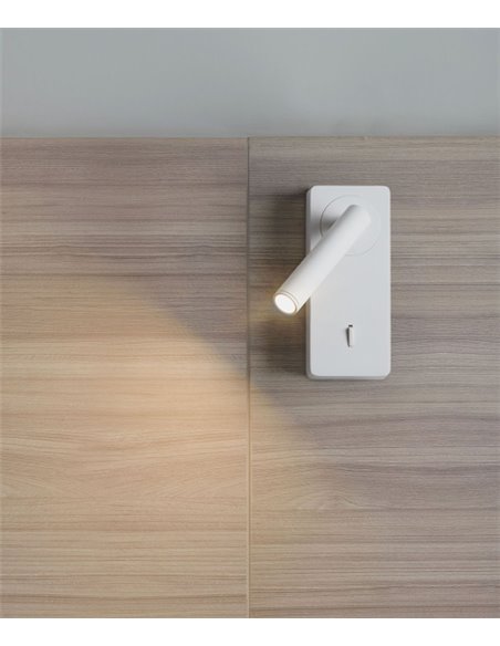 Aplique de pared Colo – FORLIGHT – Lámpara de lectura en blanco o negro, LED 3000K 184 lm