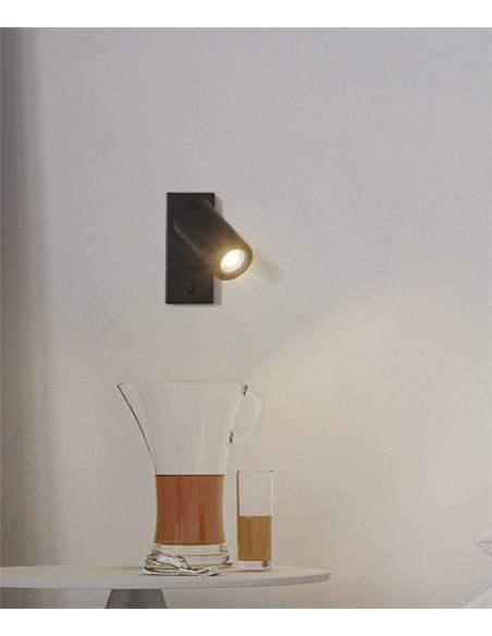 Aplique de pared Era – FORLIGHT – Lámpara de lectura blanca o negra, LED 8W IP20