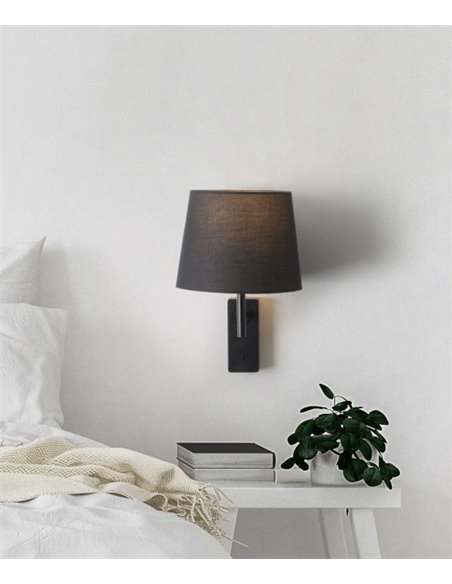 Aplique de pared Aura – FORLIGHT – Lámpara de pared con pantalla textil, Disponible en 2 acabados