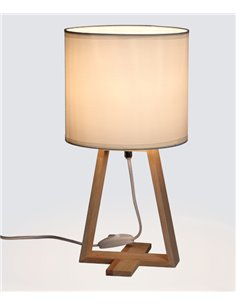 Lámpara de mesa Nuts – FORLIGHT – Lámpara nórdica con pantalla textil, Madera natural