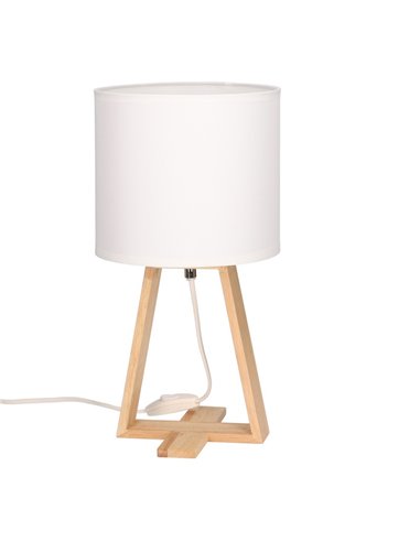 Lámpara de mesa Nuts – FORLIGHT – Lámpara nórdica con pantalla textil, Madera natural