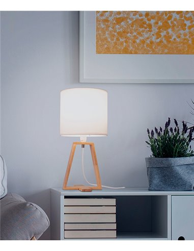 Lámpara de mesa Nuts – FORLIGHT – Lámpara nórdica con pantalla textil, Madera natural Lámpara de mesa Nuts – FORLIGHT – Lámpara nórdica con pantalla textil, Madera natural