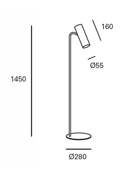 Lámpara de pie Meds – FORLIGHT – Lámpara de lectura con cabezal orientable, Altura: 145 cm