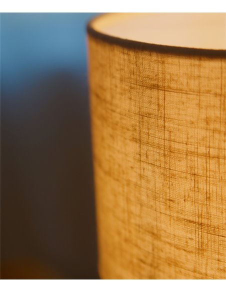 Lámpara de pie Lampa – FORLIGHT – Lámpara de pie nórdica, Pantalla textil+madera natural, Altura: 145 cm