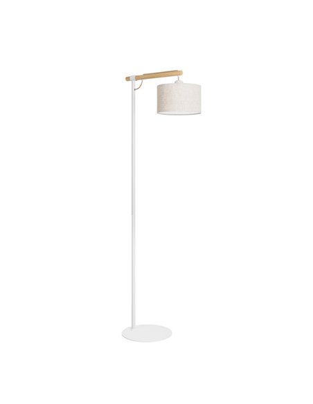 Lámpara de pie Lampa – FORLIGHT – Lámpara de pie nórdica, Pantalla textil+madera natural, Altura: 145 cm