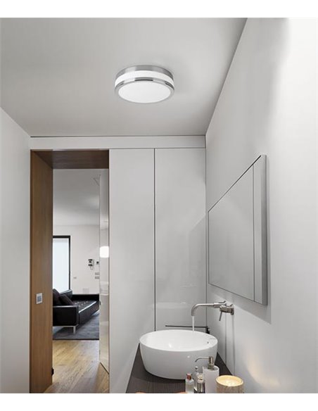 Plafón de techo Vapor – FORLIGHT – Lámpara para baño cromada, LED 3000K 1360 lm, Diámetro: 23,6 cm